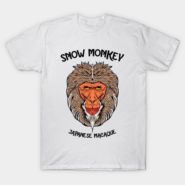 Snow Monkey Japanese Macaque T-Shirt by Mako Design 